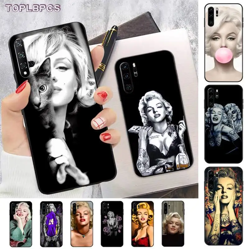 TOPLBPCS Мэрилин Монро с кошкой мягкий чехол для телефона huawei P8 P9 p10 p20 P30 P40 pro lite psmart
