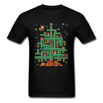 

Santa Claus Mario! T-shirt Men Christmas Tree T Shirt Plumber Tops 80s Game Tshirt Super Mario Tees Cotton Clothes Xmas