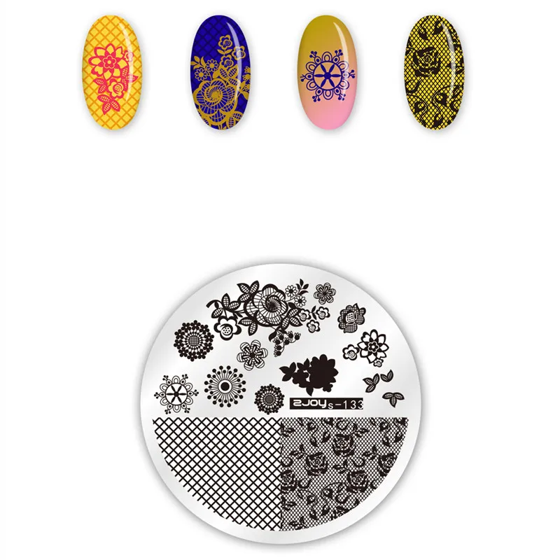 Round Nail Stamping Plates Flower Wind Chimes Animal Pattern Natural Plants Leaves Nail Art Stamp Templates Stencil Accessories