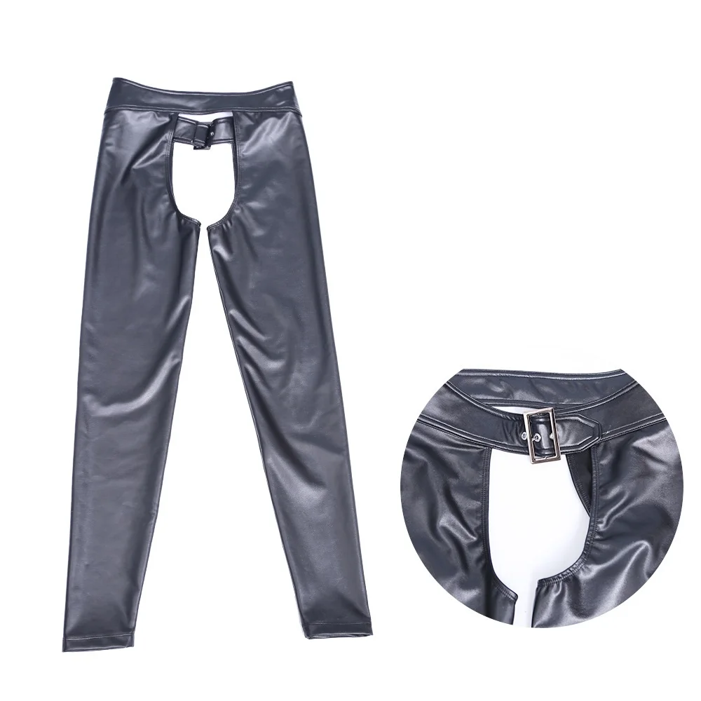 Description Picture 3 of itemMen Sexy Pants Faux Leather Skinny Trousers Leggings Open Crotch Stylish Nightclub