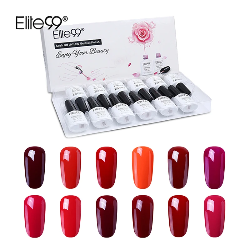 10ML-12PCS-C013 Elite99 10 мл винно-красный цвет Гель-лак для ногтей с подарочной коробкой Полупостоянный УФ-гель для ногтей Гель-лак для ногтей Рождественский подарок - Цвет: 10ML-12PCS-C013
