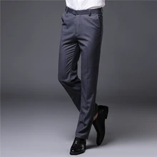 Pantalones de traje para hombre, pantalón largo Formal, informal, de negocios, de Color sólido, ajustado y liso