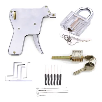 

Lock Pick Practice Set Lock Gun Locksmith Tools with Transparent Practice Locks Broken Key Extractor Pick Tool
