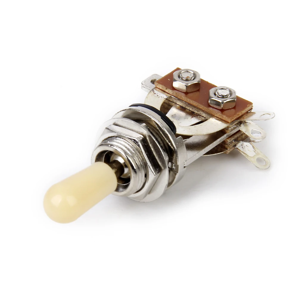 2x Cream/Black Tip 3-way Toggle Switch Tip For Les Paul Electric Guitar Silver