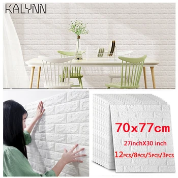 

12pcs 3D Wall Stickers 70cm*77cm Lmitation Brick Bedroom Decor Waterproof Self-Adhesive Wallpaper Living Kitchen DIY Wall Decor