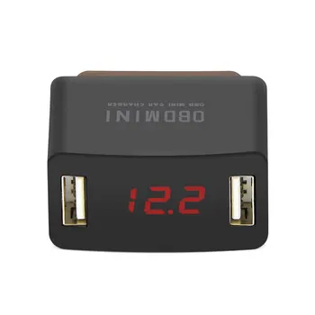 

MINI Car Charger OBD OBD2 For 12V/24V Car Double hole Car Charger OBD2 LED digital display battery low voltage protection OBD