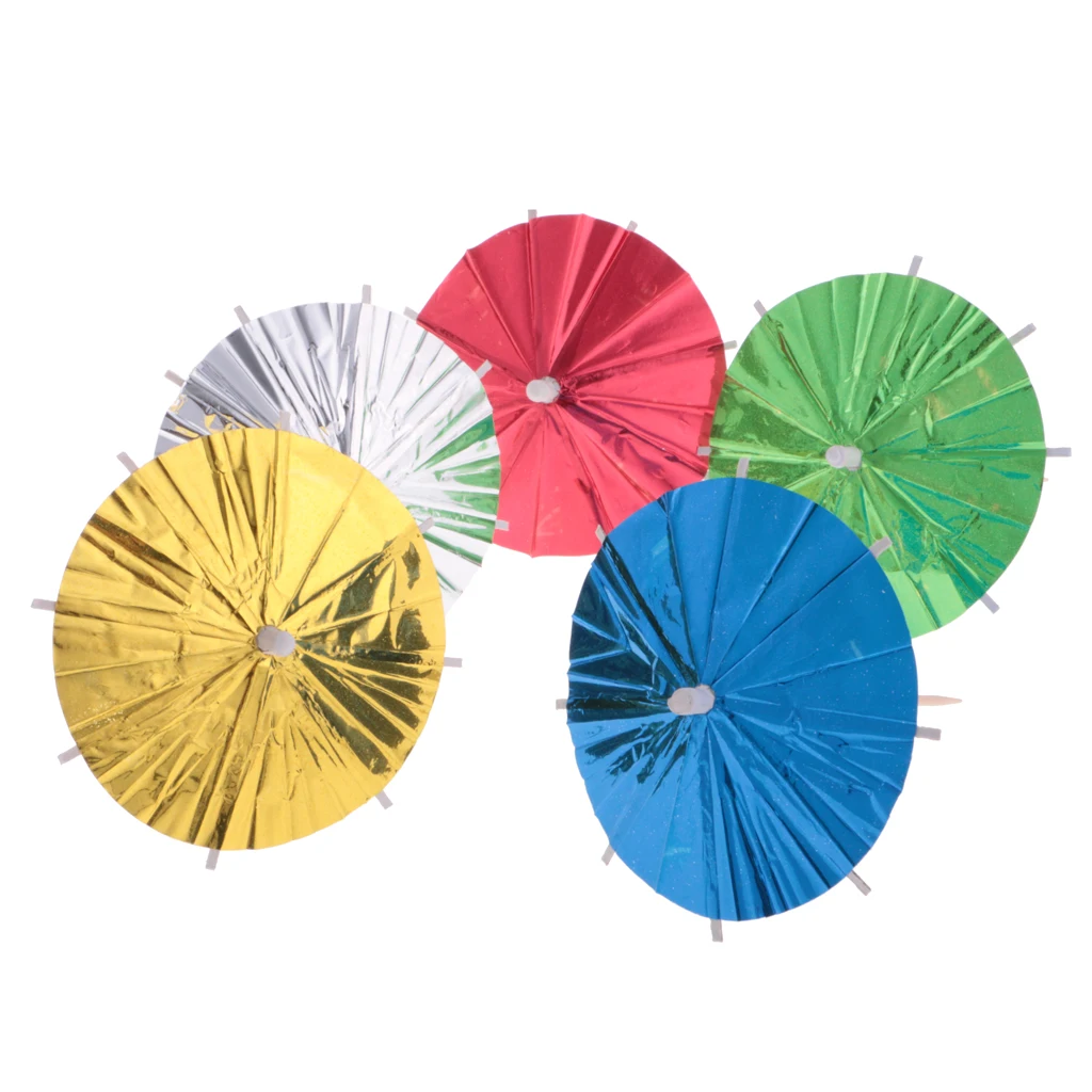 About 144Pcs Fashion Hawaiian Parties Mixed Colors Metallic Umbrella Picks Cocktail Party Picks for Wedding Birthday Party Decor