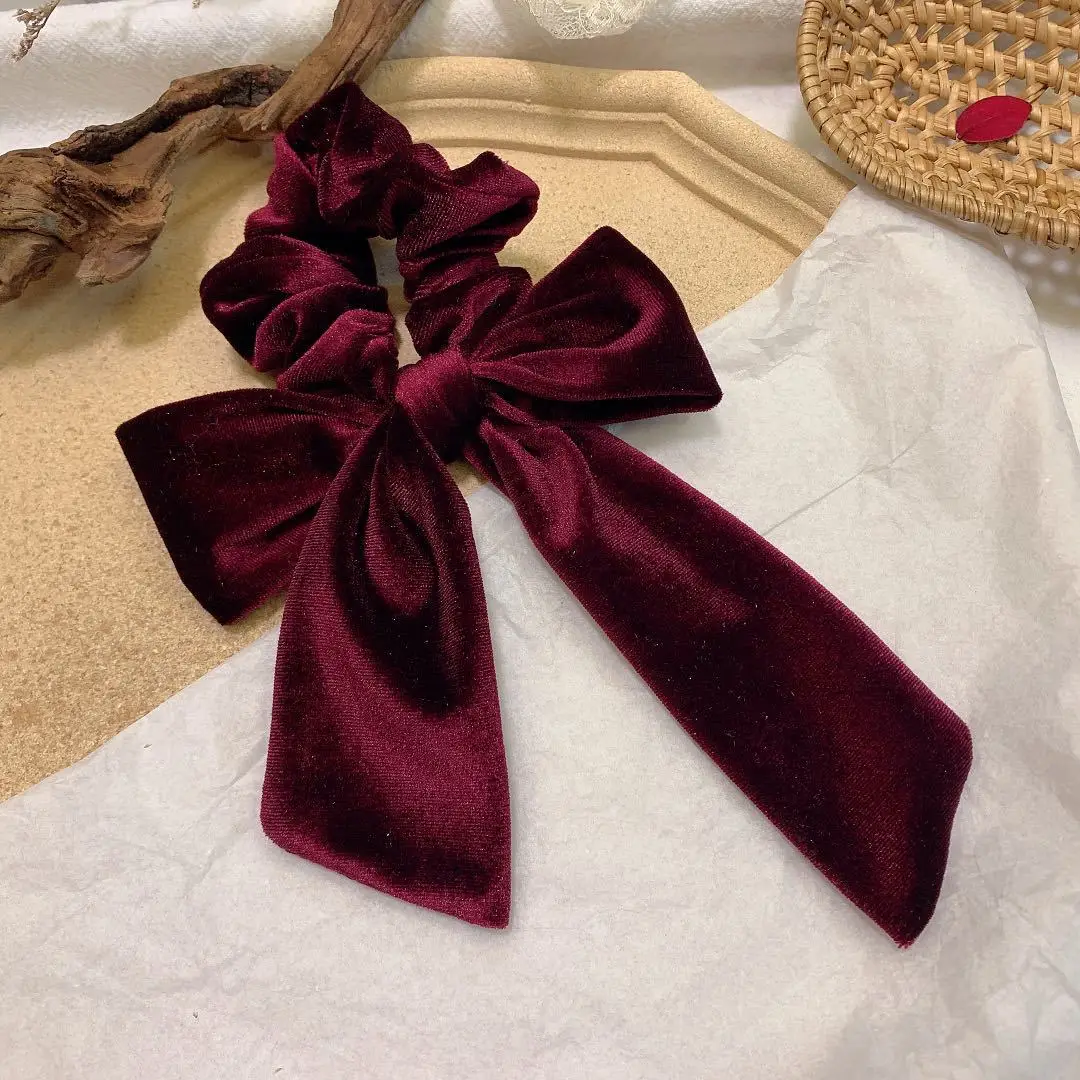

Retro Velvet Ribbon Bow Scrunchies Elastic Hair Bands for Women Handmade Hairbands Korean Head Tie Female Girl Hair Accessories