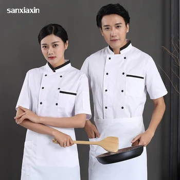 

Food Service Restaurant Chef uniforms sushi costume coffee shop waiter work clothes hotel Kitchen shirt men chef Catering jacket