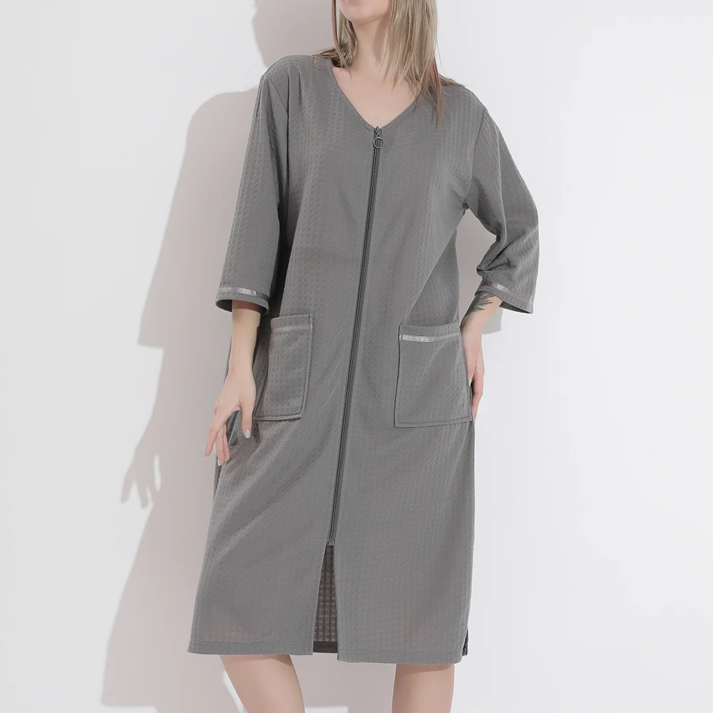 Women Sleepwear Sleepwear Pajamas 3XL Women Loose Bathrobe Gown Zipper Pocket Nightwear Summer Thin Robe Sleepwear Sex Casual Nightgown