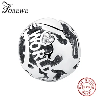 

Fashion 925 Sterling Silver Bead European Crystal World Charm Fit Pandora Charm Silver 925 Original Bracelet DIY Jewelry Making