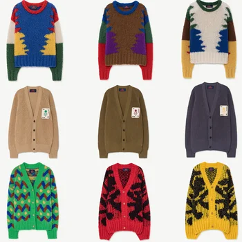 

ON Stock New Autumn Winter TAO Brand Kids Sweaters Boys Girls Knit Print pullover Baby Children Cotton Tops Clothes Outwear