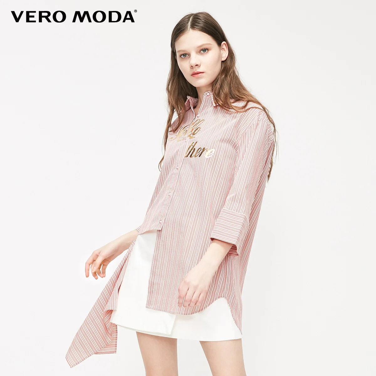 Женская Асимметричная полосатая рубашка Vero Moda | 319231554|Рубашки|