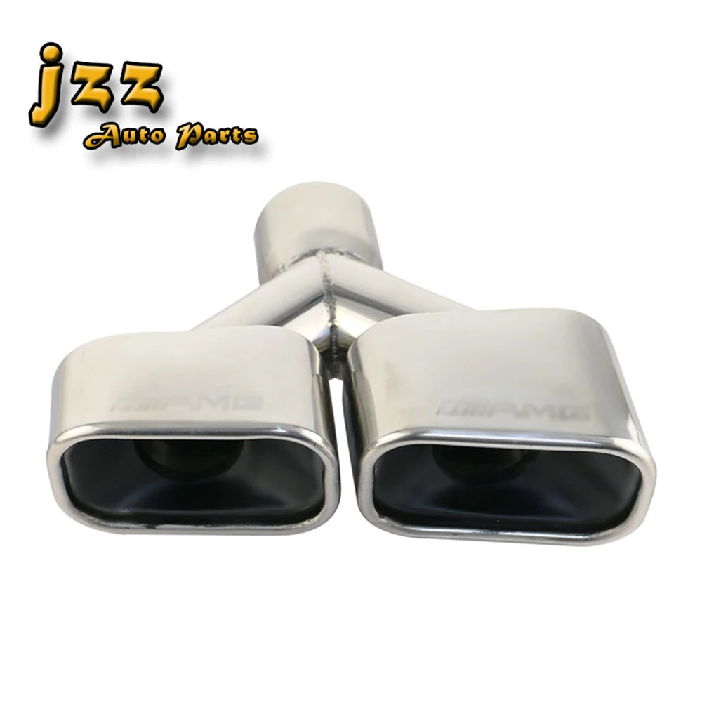 JZZ universal engraved 1PC 2.5'' square Dual exhaust pipe high-quality Stainless-Steel car tips square Vehicle tailpipe