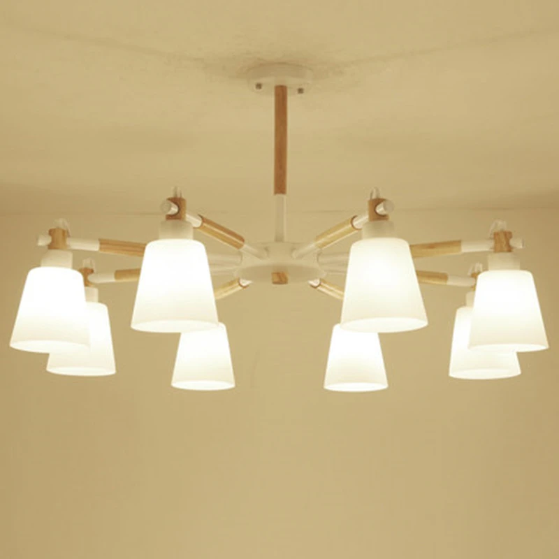 Candelabro nórdico con pantalla de PVC para sala de estar, accesorios de iluminación de lámparas Colgantes de madera de 110V y 220V, E27|Luces - AliExpress