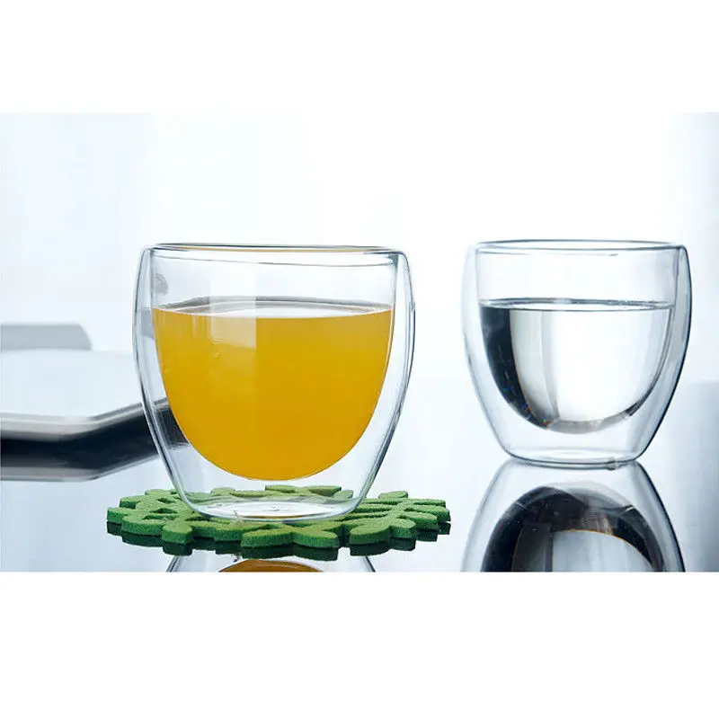 

New Double-layer Cup 80ml/150ml/250ml/350ml/450ml High Borosilicate Heat-resistant Glass Cup Beverage Cup Double Wall Glass