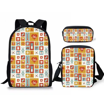 

2020 New Backpack For Women ECG Printing Children Boy Grils Bag For School Large Schoolbags Set With Pencle Bags Mochila Hombre