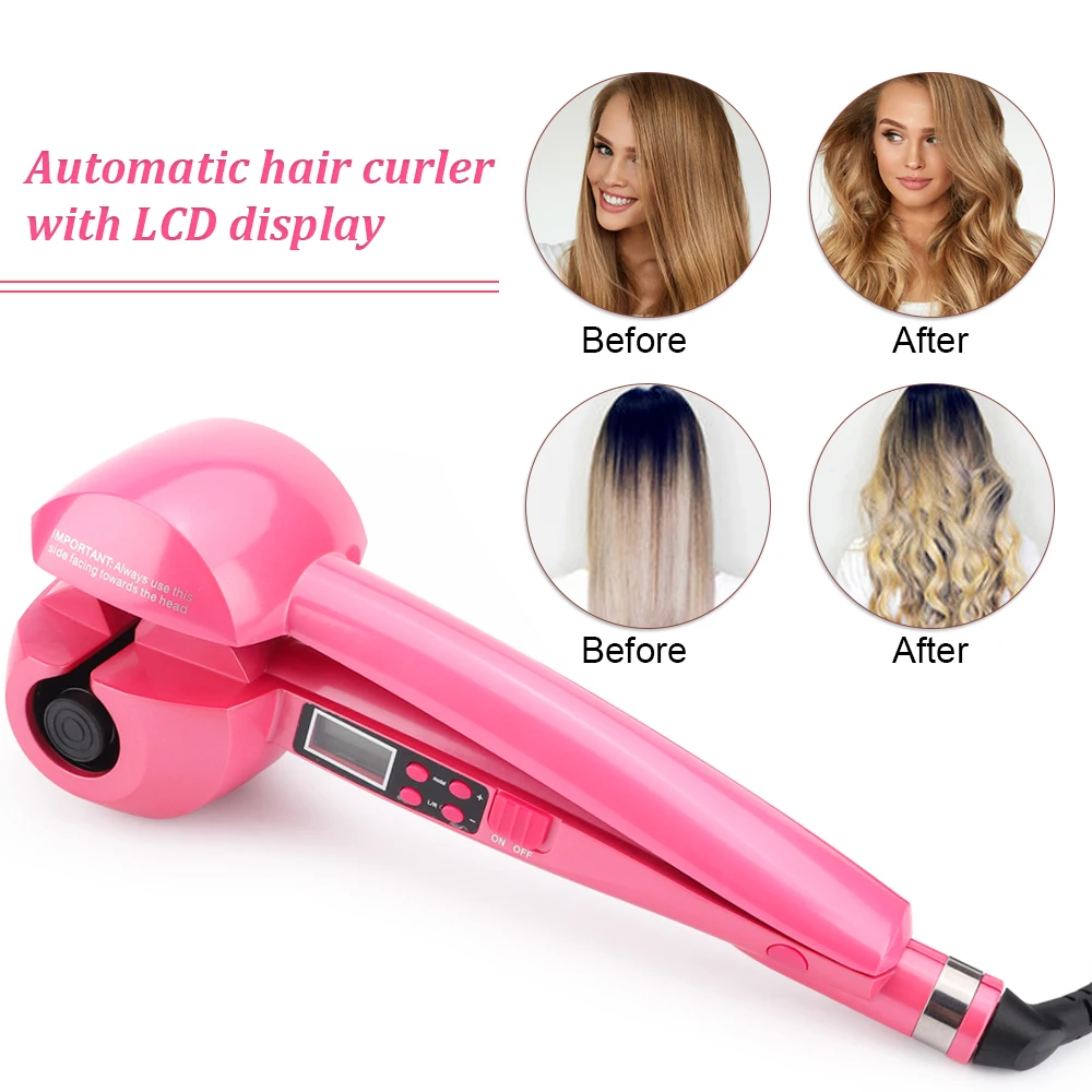 

LCD Screen Automatic Hair Curler Electric Styling Tools Ceramic Wave Hair Curl Magic Curling Iron Heating Long Hair Style Tool