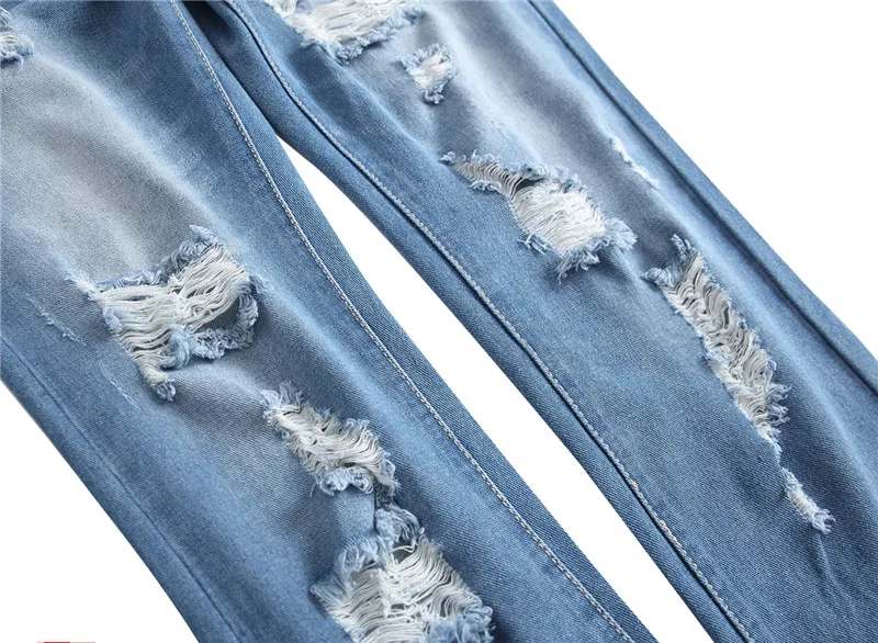 Джинсы мужские 2019 новые мужские сломанные прямые джинсы для мужчин светло-голубые рваные тонкие джинсовые брюки больше размера 28-40 42
