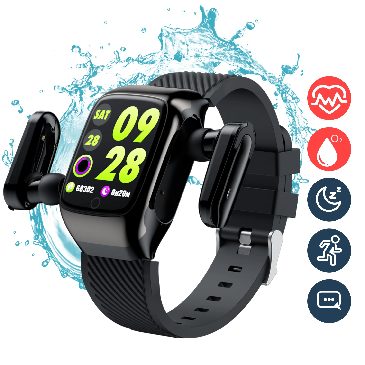2 em 1 relógio inteligente bluetooth 5.0