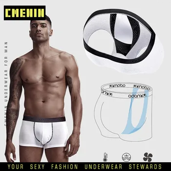 

CMENIN Brand Men's Underwear Boxer Pants Cotton Low Waist Sexy Comfort U Convex boxer men Breathable White Men's Underwear AD322