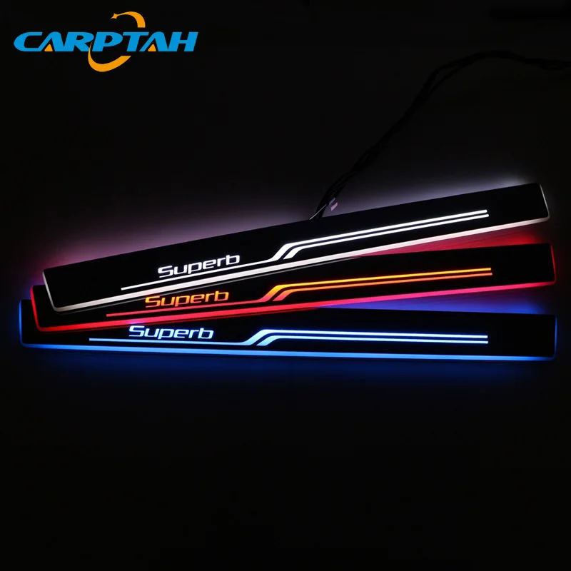 

Trim Pedal Car Exterior Parts Acrylic LED Door Sill Scuff Plate Pathway Dynamic Streamer light For Skoda Superb 2 3 2008 - 2018