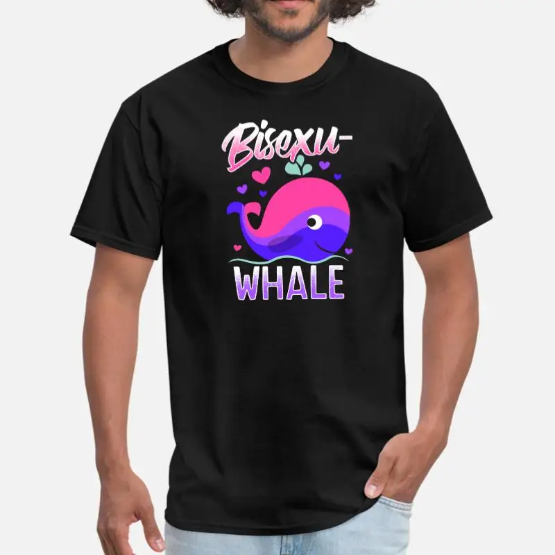 Новейшая модель; Bisexuwhale забавные бисексуальный Прайд иллюстрации футболка для Для мужчин Для женщин круглым вырезом известный Для Мужчин's футболка короткий рукав топы, футболки