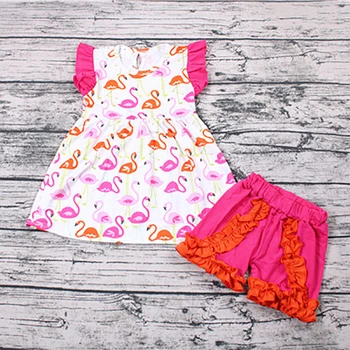 

Summer Cute Newborn Baby Girl Clothes Sets Stuff Crane Dress Short Outfit Clothing Roupa Infantil Menina