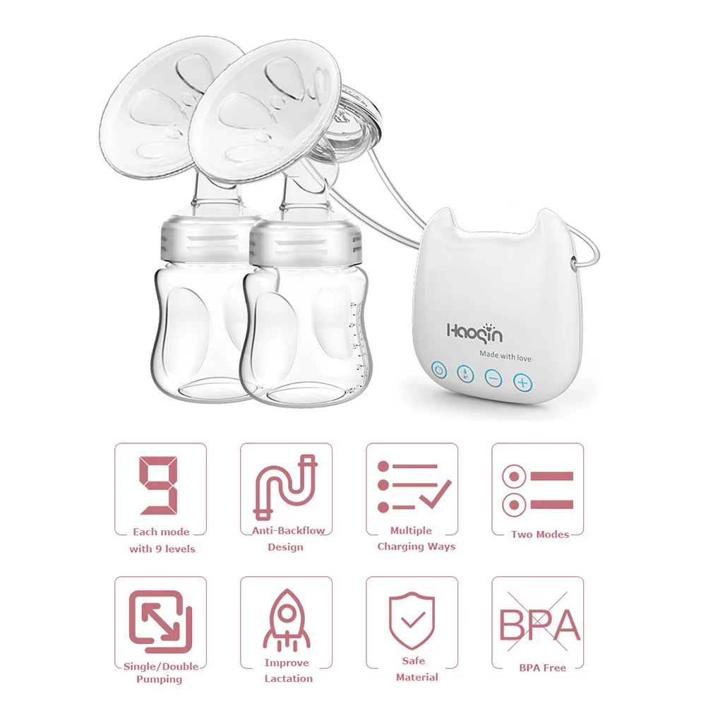 YOUHA Electric Breast Pump Portable Automatic Hans-free Double Breast Pumps Silicone Breast Pump Baby Breastfeeding Accessories 2