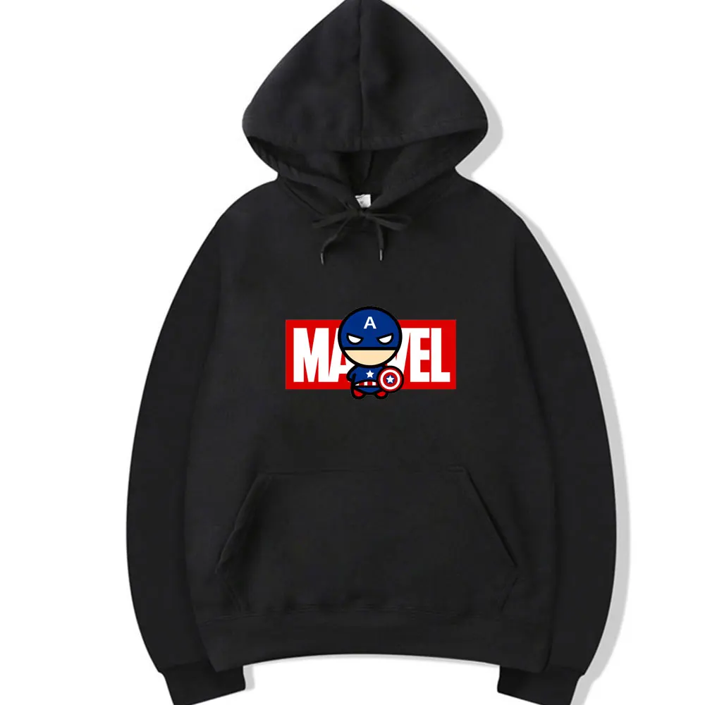 Женская/мужская повседневная флисовая толстовка с капюшоном и принтом Marvel Captain