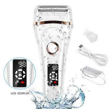 

Painles Lady Shaver Bikini Trimmer Electric Razor for Women Body Leg Armpit Waterproof USB Charging LCD Display Wet Dry Epilator