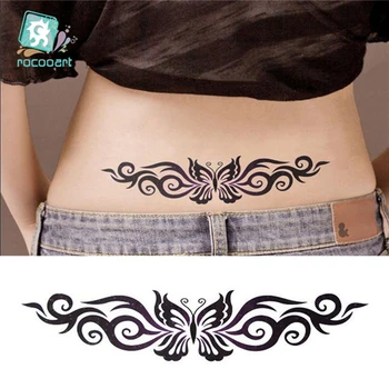 Hot Sale 2020 Butterfly Flower Girls Temporary Tattoo Black Design Waist Body Fake Tattoo Sticker Leg Belly Waterproof For Women 6