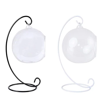 

(6 Pack) Ornament Display Stand, White Iron Hanging Stand Rack Holder for Hanging Glass Globe Air Plant Terrarium, Witch Ball, C