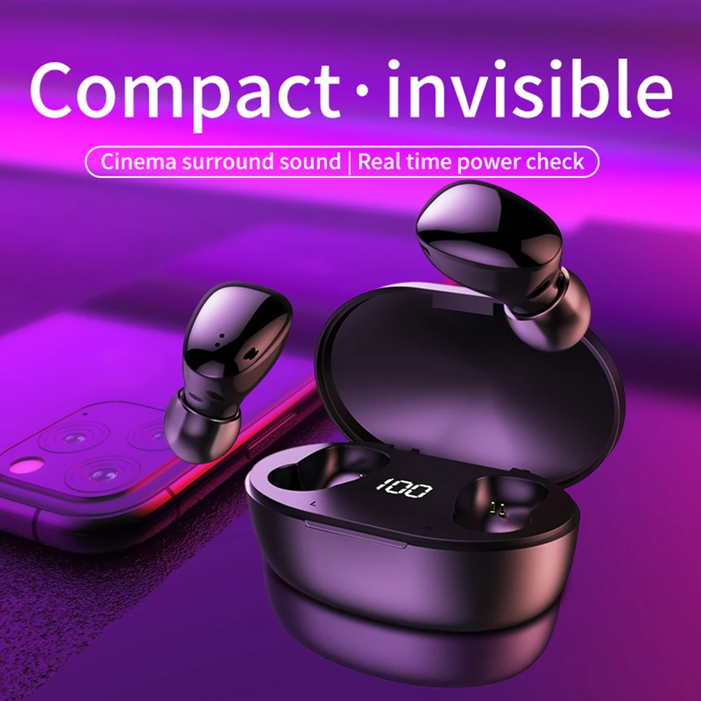 Wireless Stereo Headphones with Mic TWS Bluetooth Earbuds for Phone Laptop PC Sports Fitness Wireless Headsets Stereo
