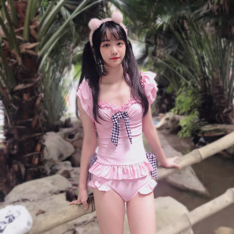 

Sexy Swimming Suit For Women Swimsuit Closed Female Separate Body Surfing One Piece New Japanese Split Lovely Lori Soft Girl