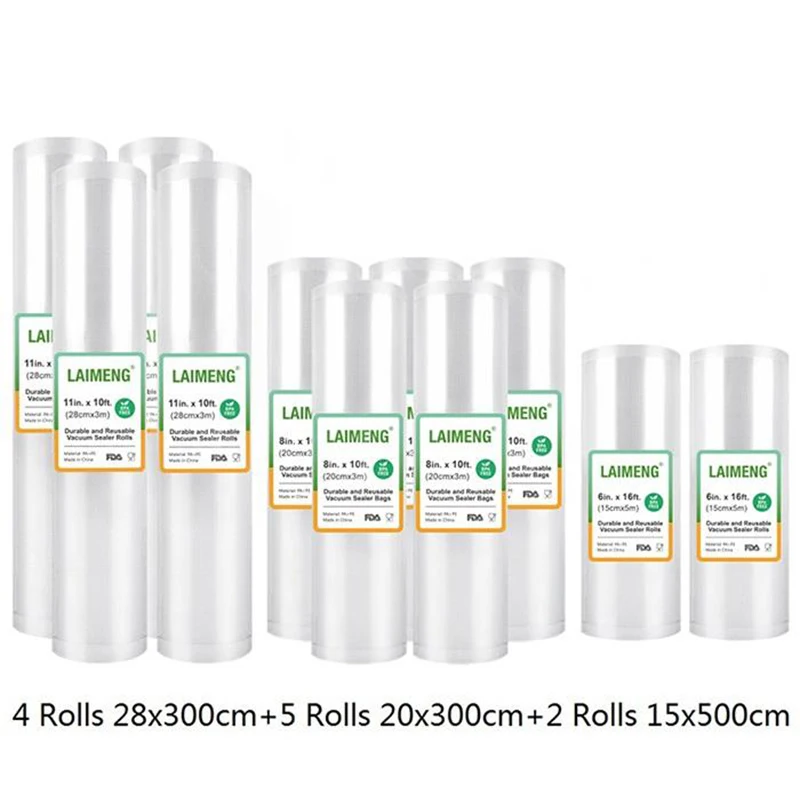 

YUMYTH 11 Rolls Vacuum Sealer Food Grade Rolls BPA-Free Reusable Vacuum Bags Storage Plastic Bags Sous Vide Bag Rolls