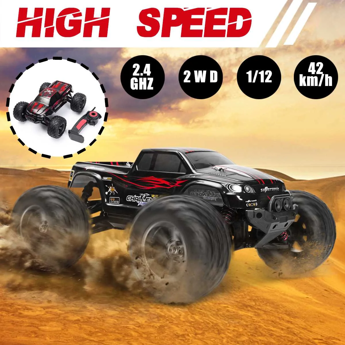 1:12 RC автомобиль 42 км/ч 2,4 ГГц дистанционное управление автомобили подарки для мальчиков высокий гоночный скоростной автомобиль Bigfoot Альпинизм Электрический внедорожный грузовик
