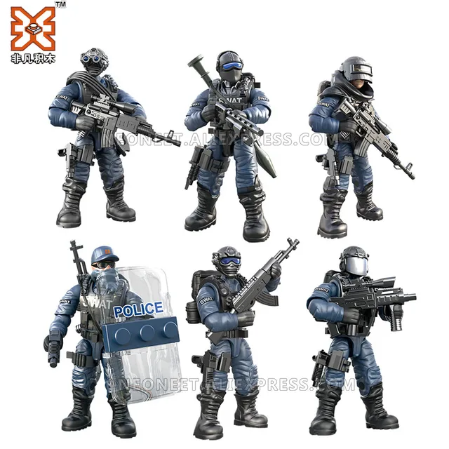 1:35 Army Action Figures Mega Block WW2 WWII Weapon Gun Building Bricks Modern Mini Military Soldiers City SWAT Humvee Weapon 2