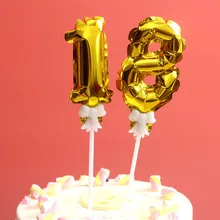 7 אינץ זהב כסף לסכל מספר בלון עוגת חתונת טופר דקור מסיבת ילדים יום הולדת יום נישואים עוגת דגלי ספקי(China)