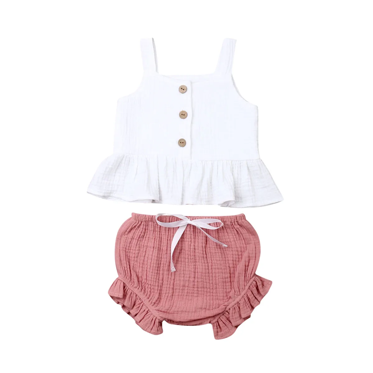 Baby Girl Fashion Sleeveless Summer Newborn Kid Cotton Vest+ Short 2 Pieces Set Children Outfit