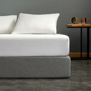 

1PC 100% Polyester Super Soft Solid Plain Color Fitted Sheet Mattress Cover Four Corners With Elastic Band Bed Sheet 160X200cm