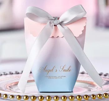 

50pcs 2 colors Sweet Lovely paper gift Box Bonbonniere Bags Candy Boxes Baby Shower Birthday Guest wedding Favors Party Supplies