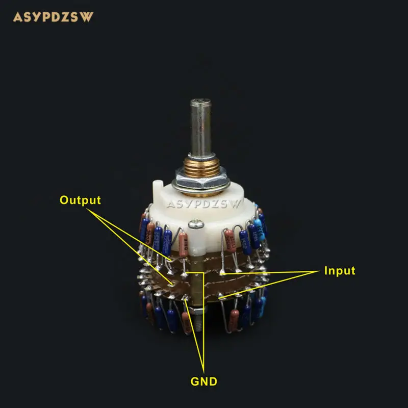 

23 Step round handle stepping potentiometer 10K/50K/100K (2 Channel) Power amplifier Volume potentiometer