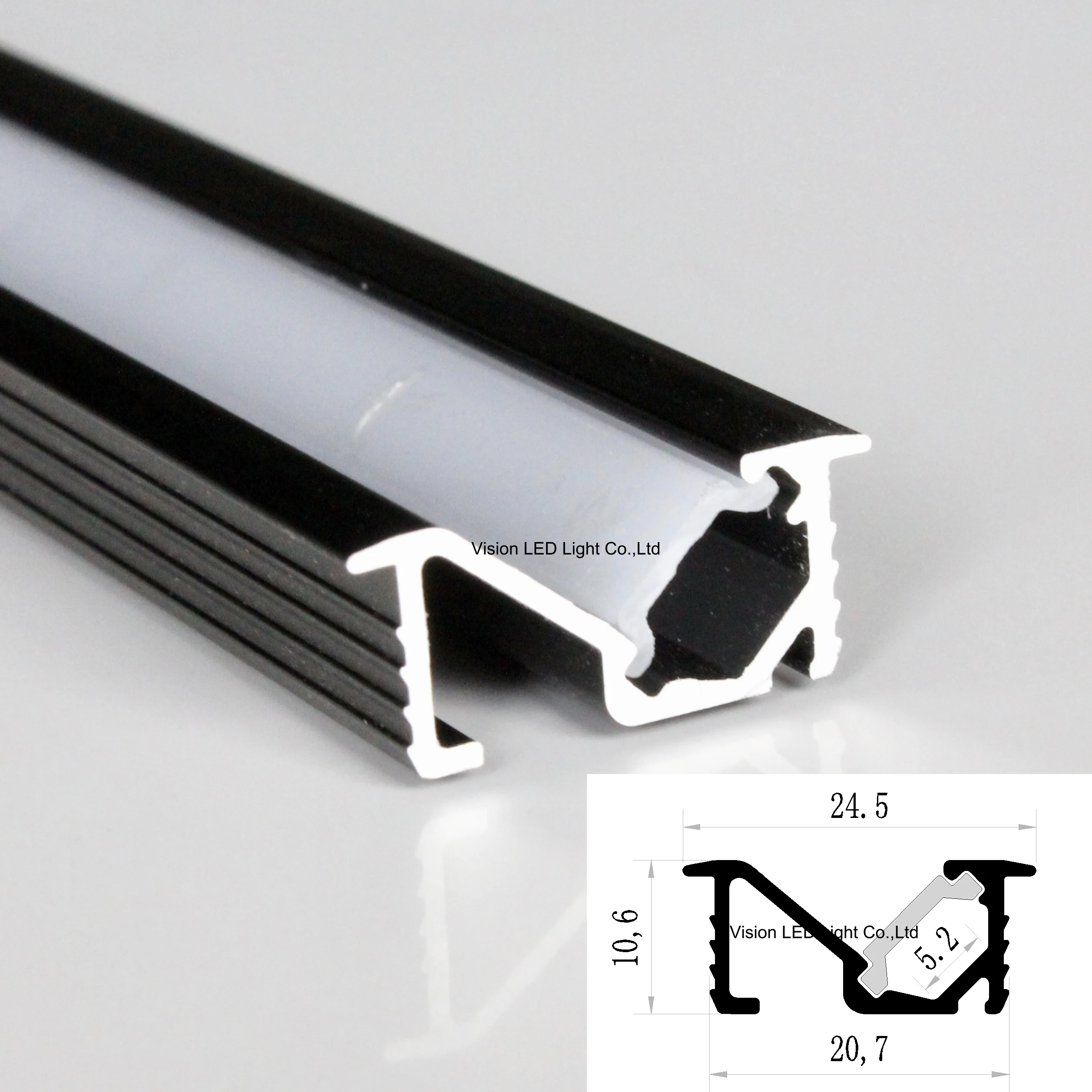 20m (20pcs) a lot 1m per piece black led aluminum profile for led strips with milky diffuse cover