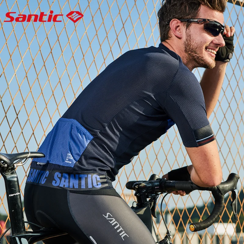 Santic Мужская одежда для велоспорта велосипедная рубашка сетка MTB футболки