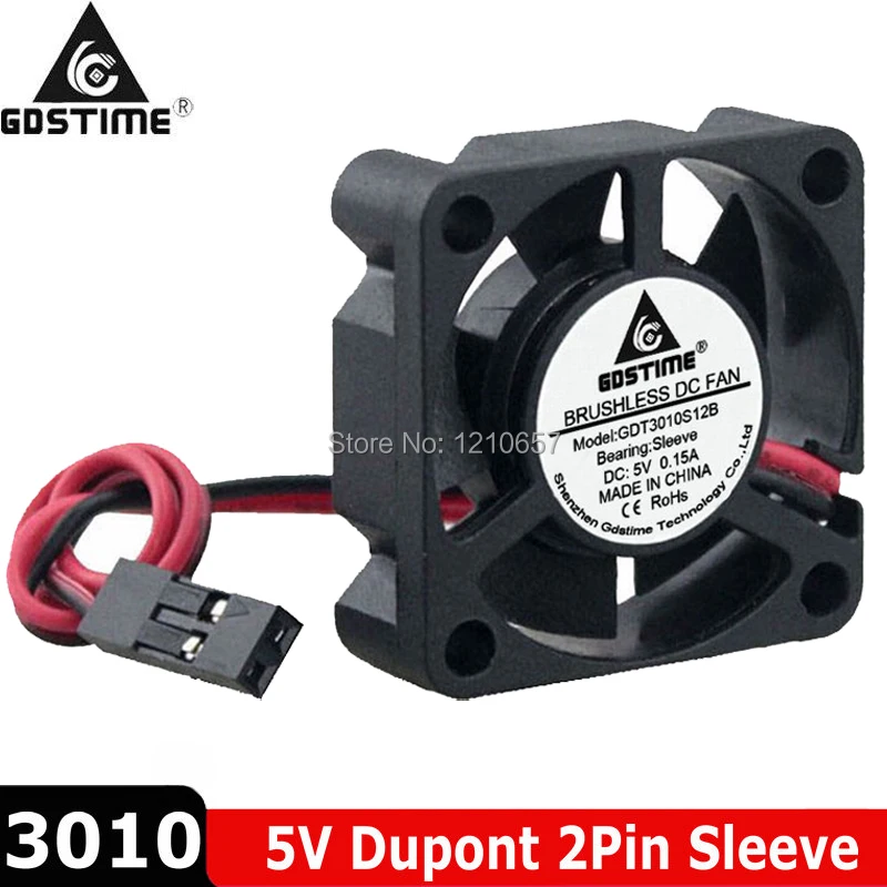 

5PCS LOT Gdstime 30mm 5V 3010 Dupont 2Pin Connector Brushless DC Cooling Fan 3CM 3D Printers Cooler 30x30x10mm