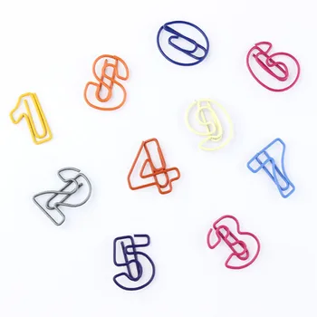 

500pcs/lot wholesale Digital paper Color mark clip Simple student stationery paper clips Office storage Arabic numerals