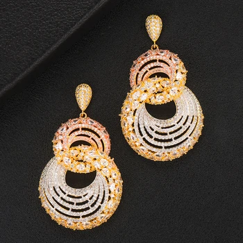 

Siscathy Trendy Geometric Drop Dangle Earrings For Women Cubic Zirconia Bridal Engagement Earrings boucle d'oreille femme 2019