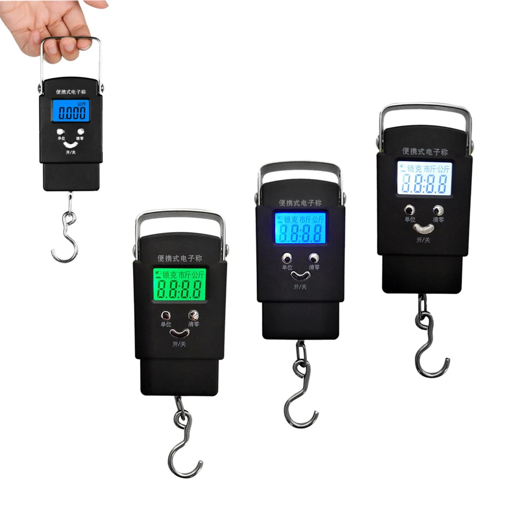 Portable LCD Electronic Balance Digital Fish Hanging Hook Scale with Blue Green White Backlit Fishing Accessories