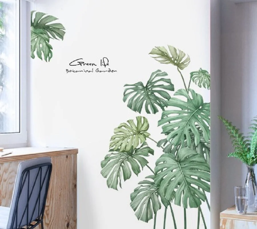 1 PC DIY Tropical Beach Palm Leaves Wall Sticker Modern Art Decal Vinyl Mural Wall Stickers For Kids Living Room Home Decor